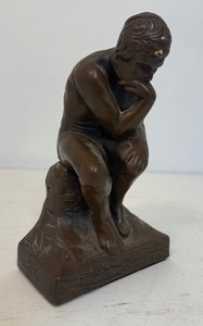 lot 76 image: Vintage Chalkware Thinker Figure