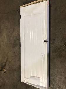 lot 3 image: RESO 34 in. x 80 in. Right-Handed Solid Core Composite White Primed Single Prehung Interior Door Matte Black Hinges Damaged   Customer Returns See Pictures