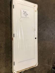 lot 11 image: RESO 32 in. x 80 in. Right-Handed Solid Core White Primed Smooth Texture Composite Single Prehung Interior Door Black Hinges  Customer Returns See Pictures