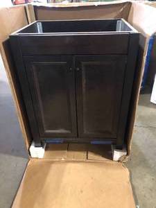 lot 45 image: Glacier Bay Delridge 25 in. Single Sink Chocolate Bath Vanity (Assembled) No Granite   Customer Returns See Pictures