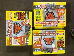 lot 51 image: Lot of 3 Global Demolition Bag, 42 Gal, 20Pk customer return see pictures