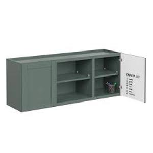lot 59 image: MILLS PRIDE Greenwich Aspen Green 23 in. H x 60 in. W x 12 in. D Plywood Laundry Room Wall Cabinet with 3 Shelves customer Return see pictures
