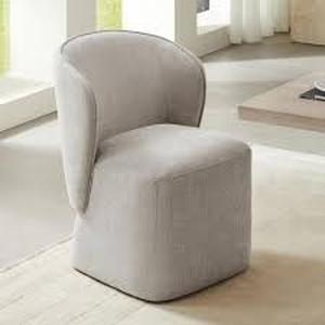 lot 56 image: Spruce & Spring Maxwell Khaki Fabric Dining Chair with Casters and Wrap-Round Back for Dining room customer return see pictures