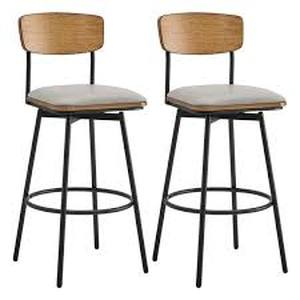lot 60 image: Spruce & Spring Wynne 30 in. Stone Gray High Back Metal Swivel Bar Stool with Faux Leather Seat (Set of 2) customer return see pictures