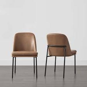 lot 62 image: Spruce & Spring Solsticeon Saddle Brown Fabric Dining Chairs with Metal Frame (Set of 2)