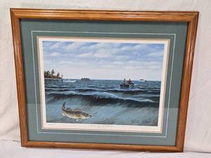 lot 17 image: Les C. Kouba and Bud Grant Opening Day on Lake Mille Lacs Signed, Framed and Numbered 4215000 - 28.5x24