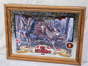 lot 18 image: Old Milwaukee Beer Mirror featuring Whitetail Deer - apprx. 15 34x20 34