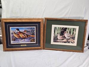 lot 81 image: Two Framed Wildlife Prints Frosting Morning Ringnecks by Kim Norlien and Other Duck Print