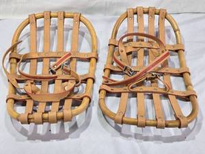lot 87 image: Wooden Snowshoes with Leather Straps