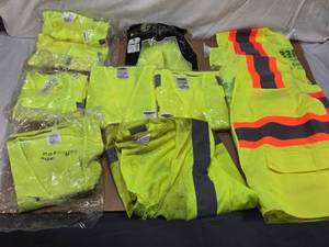 lot 116 image: Reflective Safety Vests including ReflectMe SV400, Corporate Connection Vest, and Ames Construction Safety Vest - Sizes M, L, XL