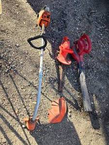 lot 149 image: Stihl Weed Trimmer with No Head (damaged shroud), Hedge Trimmer, Leaf Blower