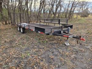 lot 4F image: 1998 Volk Trailer 24 x 96, Fold Down Ramp, Mesh Deck, Steel Storage Rack