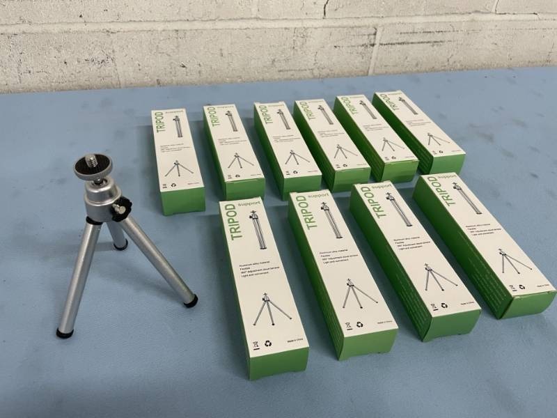 lot 56 image: (10) Aluminum Allow 360-Degree Adjustable Ultra Portable Mini Tripod Supports - NEW IN BOX