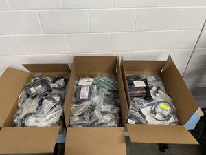 lot 44 image: Cable LOT - Nearly 50 Pounds of NEW Pro Audio Video USB HDMI Computer Network Cables in 3 LARGE Boxes