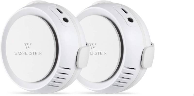 lot 907 image: Wasserstein Smart Water, Temperature & Humidity Sensor - Audio Alarm, Simple Plug & Play (2-Pack)