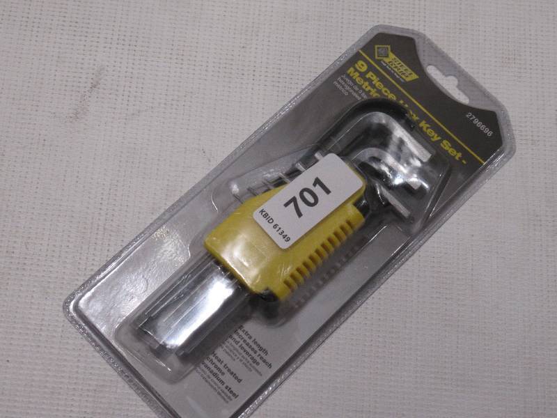 lot 701 image: Steel Grip 9 Piece Metric L-Handle Hex Key Set - Metric