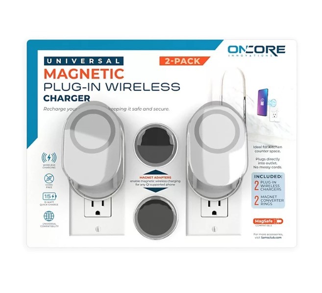 lot 460 image: NEW Oncore Universal Magnetic Plugin Wireless Phone Charger (2 Charger Pack)