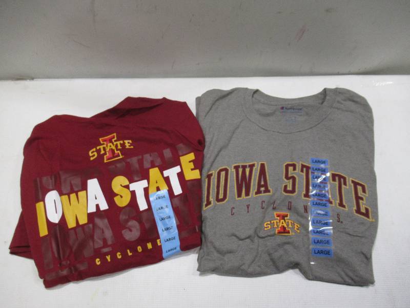 lot 454 image: PAIR of 2 NEW Iowa State Cyclones NCAA Mens Short Sleeve T-Shirts - LARGE