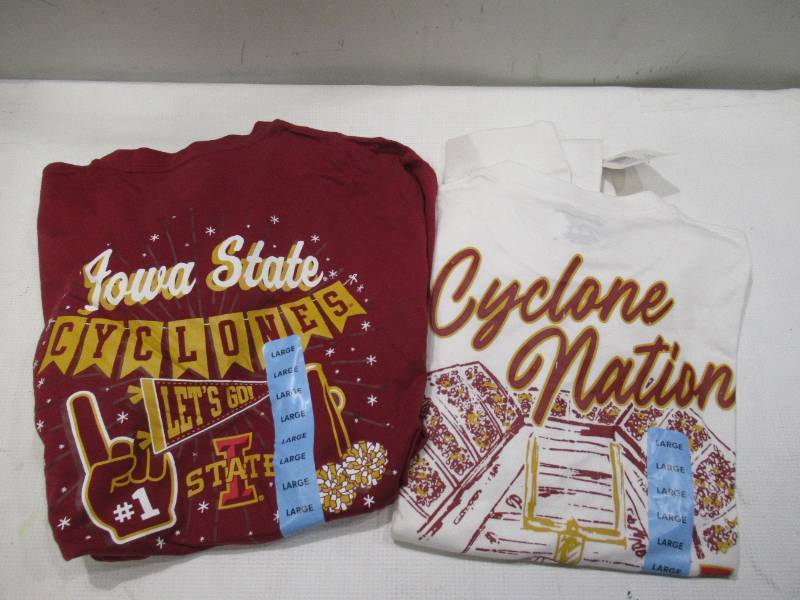 lot 450 image: PAIR of 2 NEW Iowa State Cyclones NCAA Mens Long Sleeve T-Shirts - LARGE