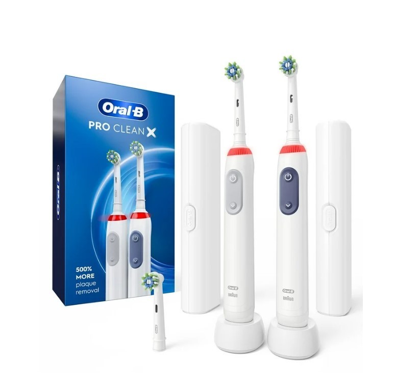 lot 269 image: NEW Oral-B Pro Clean X Rechargeable Toothbrush, 2 Pack  3 Brush Heads
