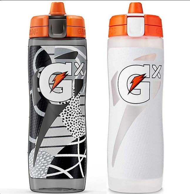 lot 312 image: NEW Gatorade GX 30 oz. Montage Water Bottles, 2 Pack - Black and White