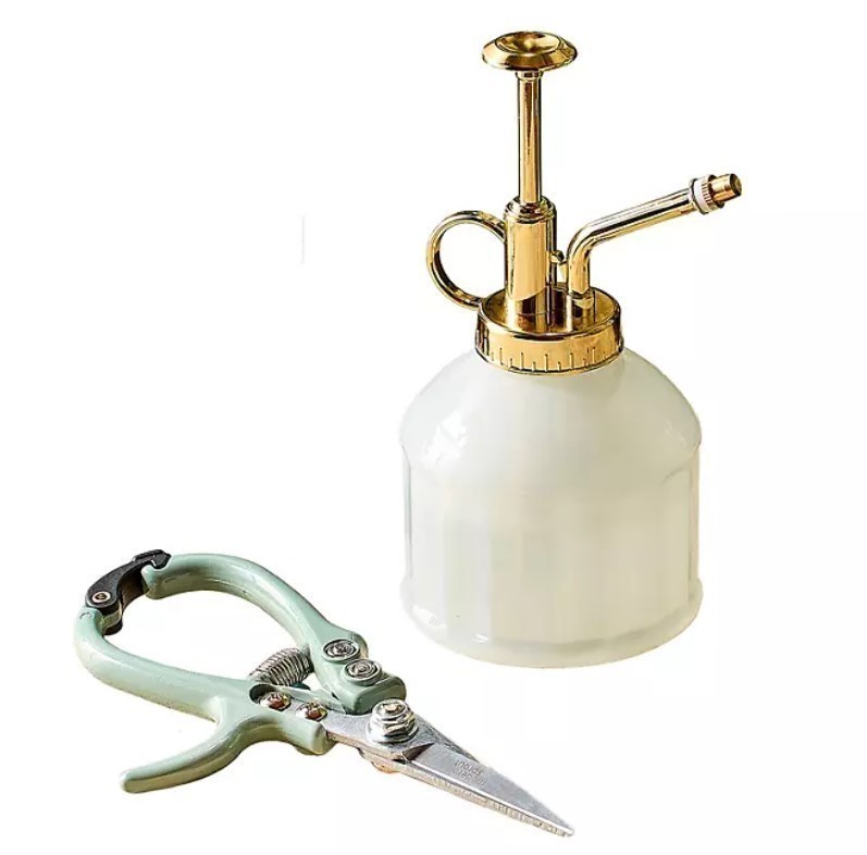 lot 230 image: NEW Modern Sprout Gardening Shears and Glass Plant Mister Set - Gray