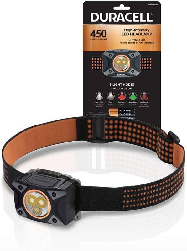 lot 247 image: NEW DURACELL 450 Lumen High-Intensity Multi-Function LED Headlamp - Comfortable and Ultra-Strong Design with 5 Modes and 3-AAA Batteries Included