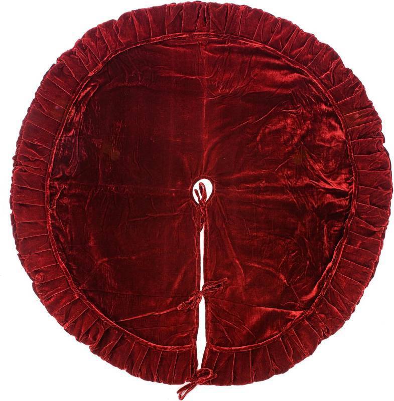 lot 189 image: Vickerman 84 Plush Wine Velvet Christmas Tree Skirt - Tie Closure - Festive Red Colored
