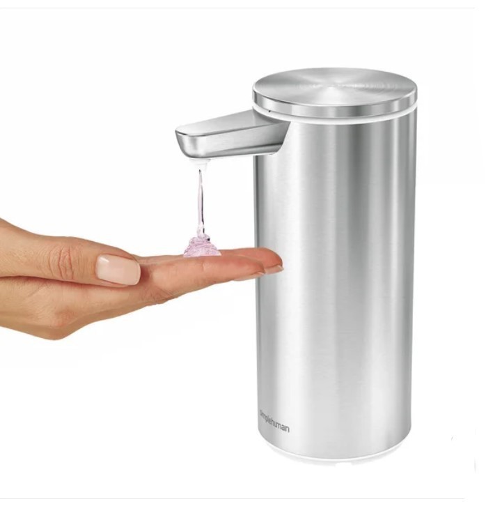 lot 213 image: NEW SimpleHuman 9oz Rechargeable Sensor Soap Dispenser - 1 Pack