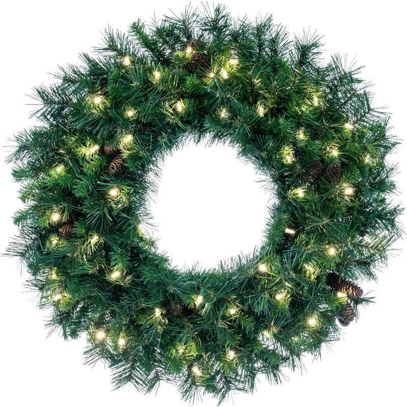 lot 180 image: Vickerman A801048LED 48 Cheyenne Pine Wreath LED 200 Warm White Lights