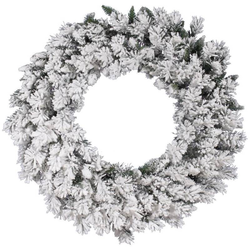 lot 181 image: Vickerman A128247 48 Flocked Snow Ridge Artificial Christmas Wreath, Unlit