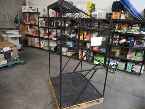 lot 102 image: Welded Black Metal Frame Built to Fit Onto Pallets with Angled Roof - Perfect for Projects