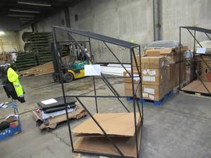 lot 115 image: Welded Black Metal Frame Built to Fit Onto Pallets with Angled Roof - Perfect for Projects