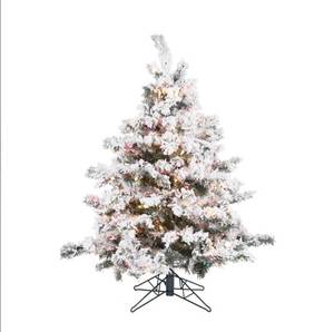 lot 141 image: Vickerman A806347 4.5 Flocked Alaskan Pine Artificial Christmas Tree, Multi-Colored Dura-Lit lights
