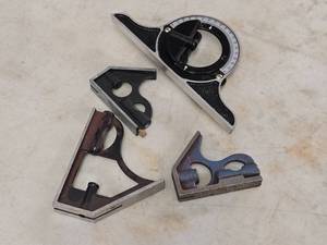 lot 60 image: Lot of (4) Combination Square Parts - Square Head, Protractor Heads