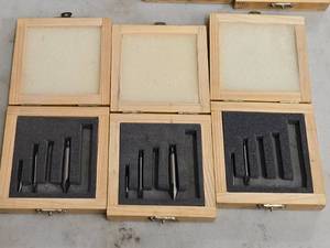 lot 68 image: Lot of (3) 60-degree HSS Center Drill Set with Wooden Case