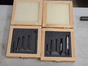 lot 69 image: Lot of (2) 60-degree HSS Center Drill Set with Wooden Case