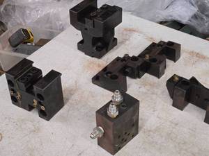 lot 191 image: Okuma Tool Holders - CNC Lathe, 2 Slot Bolt On Turret #HF14-IRL, A130-8212