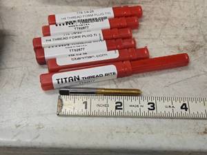 lot 224 image: Lot of (6) Titan Man Thread Rite 776 14-28 H4 Thread Form Plug TT92877 (in original packaging)