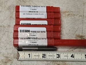 lot 219 image: Lot of (6) Titan Man Thread Rite 876 516-18 H5 Thread Form Plug TT82881 (in original packaging)