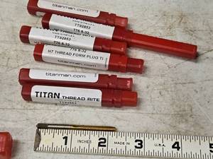 lot 218 image: Lot of (6) Titan Man Thread Rite 776 8-32 H7 Thread Form Plug TI TT92853 (in original packaging)