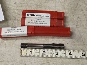 lot 230 image: Lot of (3) Titan Man Thread Rite Thread Form Plug 711 M12 x 1.75 D6 3FL SPPT Hi-Vanadium TT98216 (in original packaging)