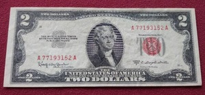 lot 17 image: Nice 1953 Red Seal $2 Note