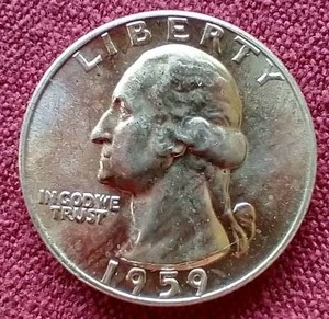 lot 21 image: Uncirculated 1959 Silver Washington Quarter