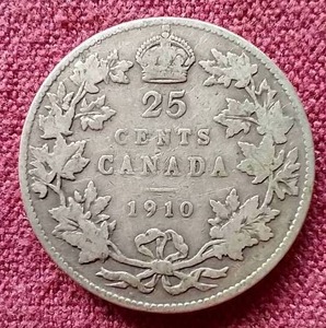 lot 51 image: 1910 Canada Silver 25 Cent Coin