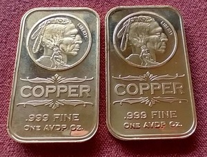 lot 64 image: (2) 1 oz Copper Bars