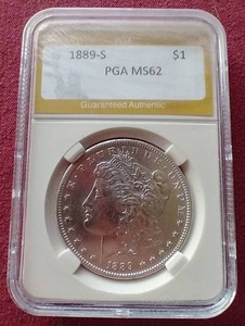 lot 81 image: 1889-S Morgan Dollar - PGA MS62 - LOW MINTAGE