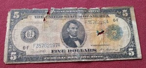 lot 96 image: Rare 1914 $5 Horse Blanket