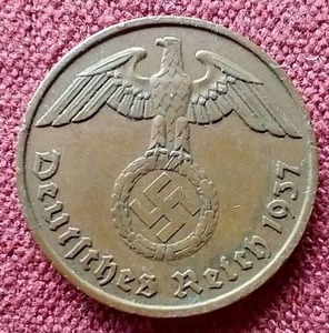 lot 116 image: 1937 Germany Third Reich Bronze 2 Pfennig