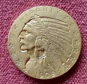 Beautiful 1909-D Indian $5 Gold Coin - Wow!